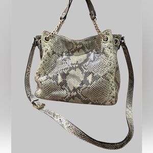 MICHAEL KORS BAG ANGORA SNAKE JET SET GOLD CHAIN